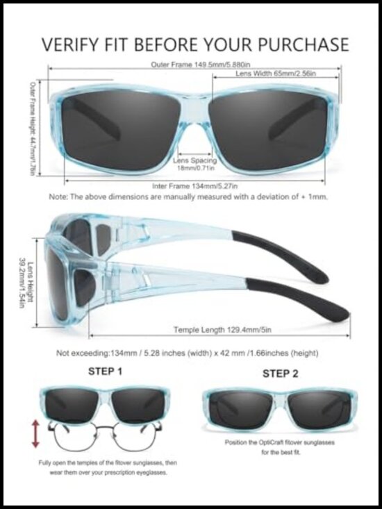 Polarized Fit Over Sunglasses Wrap Around UV400 Anti-Glare Unisex main image 4